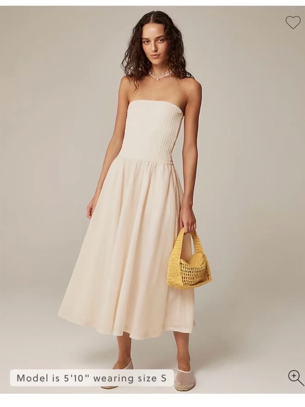 Jcrew Strapless Linen Cream Midi Dress - Elegant Smocked Bodice